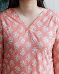 Peach Floral Grace Kurta