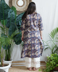 Blue ambi leaf yoke kurta