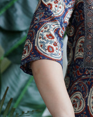 Blue ambi leaf yoke kurta