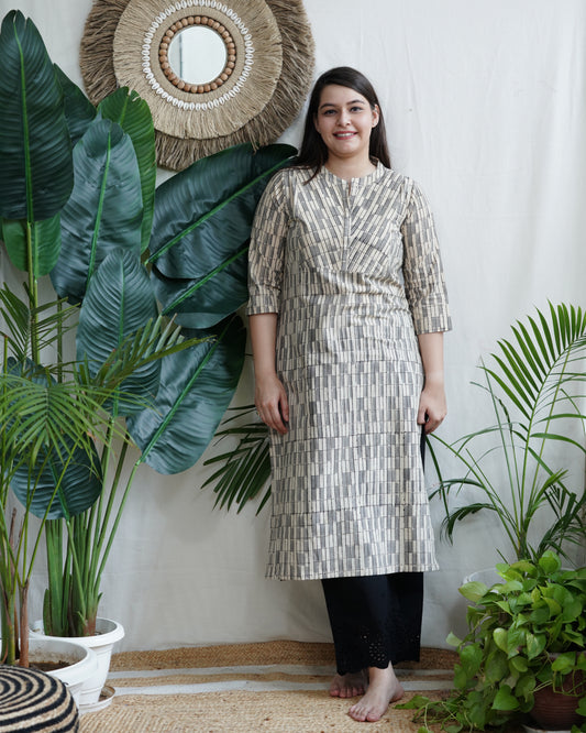 Cream Lines officewear Kurta