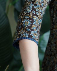 Brown Block Printed yoke Kurta