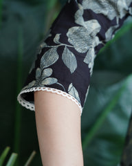 Black floral yoke kurta
