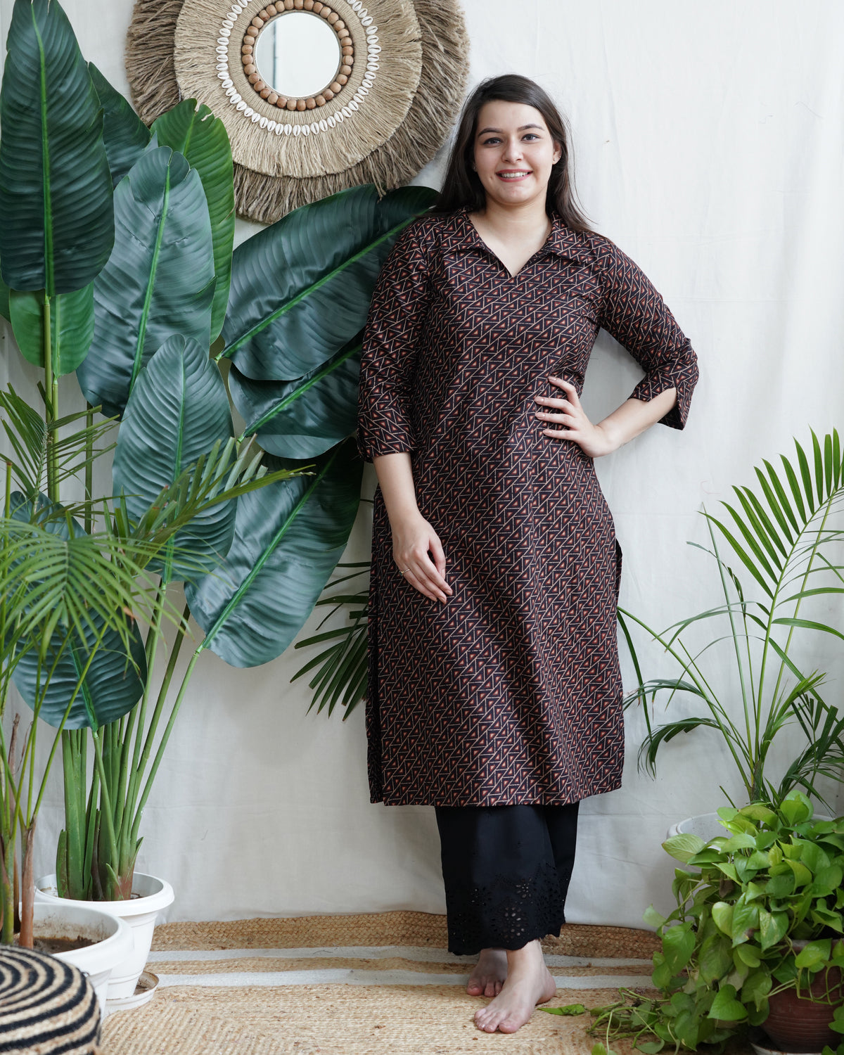 Black Geometric Grace Kurta