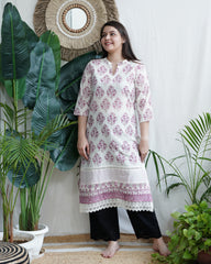 White floral lacework kurta