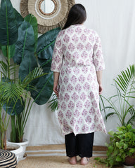 White floral lacework kurta