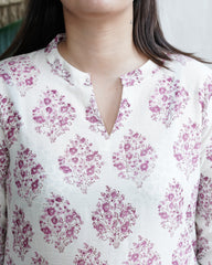 White floral lacework kurta