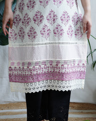 White floral lacework kurta