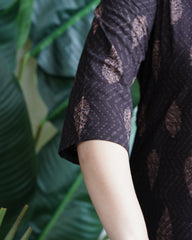 Coffee Leaf ban neck kurta