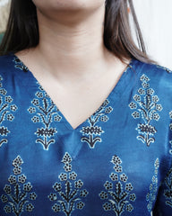 Premium modal indigo floral kurta
