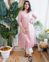 Pink Bandhini Aline kurta