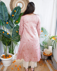 Pink Bandhini Aline kurta