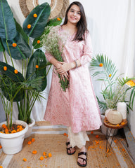 Pink Bandhini Aline kurta