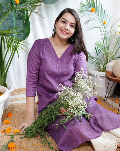 Purple Georgette Aline kurta with lining