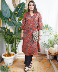 Maroon modal ajrakh kurta