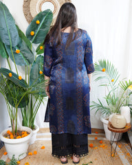 Indigo designer panel Modal silk kurta