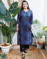 Indigo designer panel Modal silk kurta