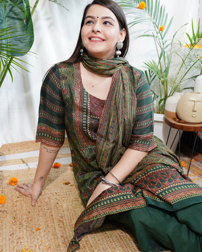 Green Digital printed full suit set