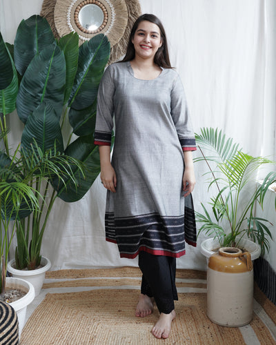 Slate Grey Big Border Kurta