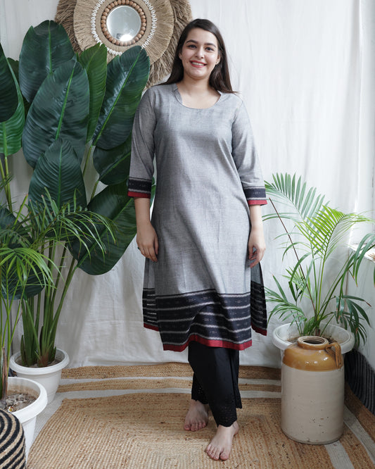 Slate Grey Big Border Kurta
