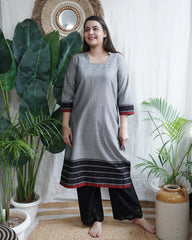 Slate Grey Big Border Kurta