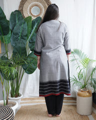 Slate Grey Big Border Kurta