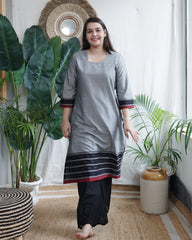 Slate Grey Big Border Kurta