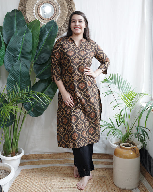 Dark Brown Buta Designer Kurta