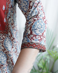 Ajrakh  Handblock  Maroon Yoke Kurta