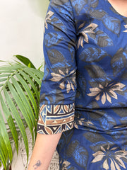 Dark blue overall floral kurta