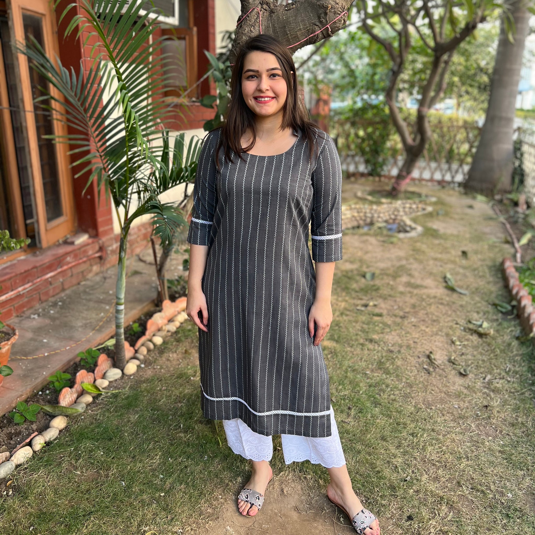 Grey lines basic officewear kurta