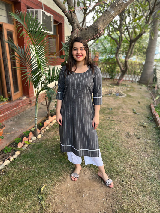 Grey lines basic officewear kurta