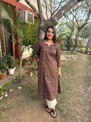 Brown leaf Aline Kurta