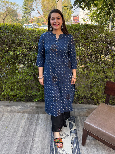 Indigo Geometric Ajrakh Kurta