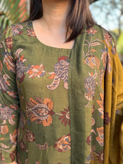 Mehendi green Floral Spun suit set