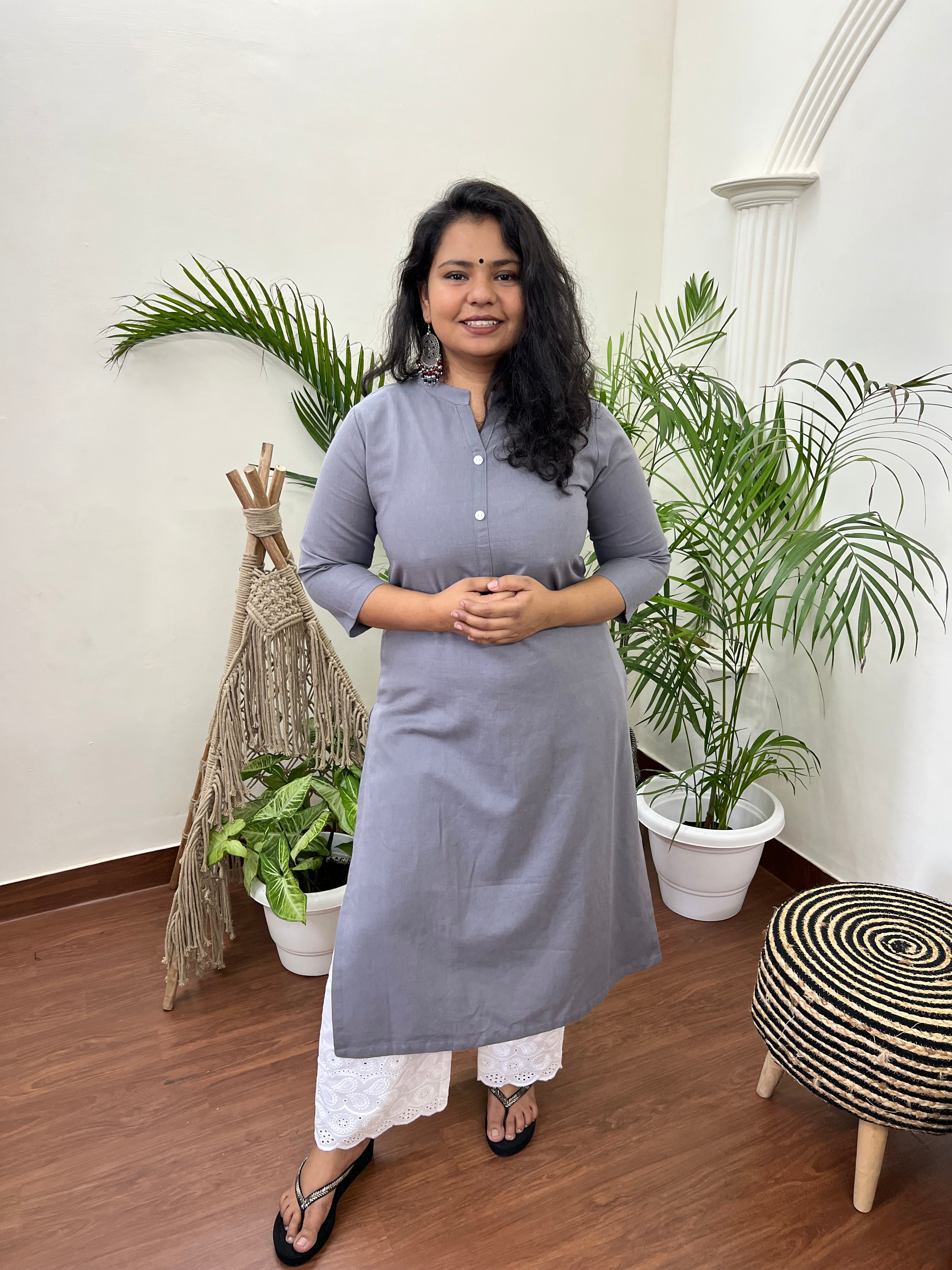 Grey Basic Kurta - MYSANSKRITAM