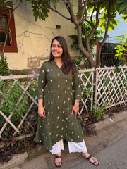 Leaf green embroidered Aline kurta