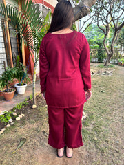 Maroon woollen coord set