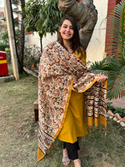 Mustard embroidered kurta with Chanderi Duppata