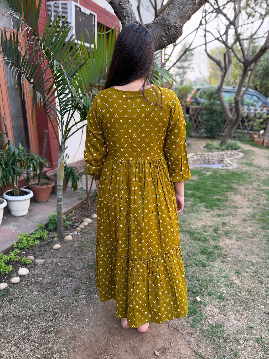 Mehendi Bandhini Dress from the back by MySanskritam