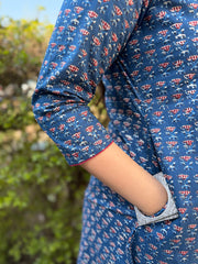 Blue Rose Aline Kurta pocket by Sanskritam