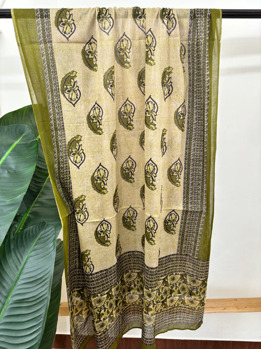 Green ambi cotton sanganeri duppata