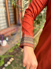 Rust Solid Woollen kurta