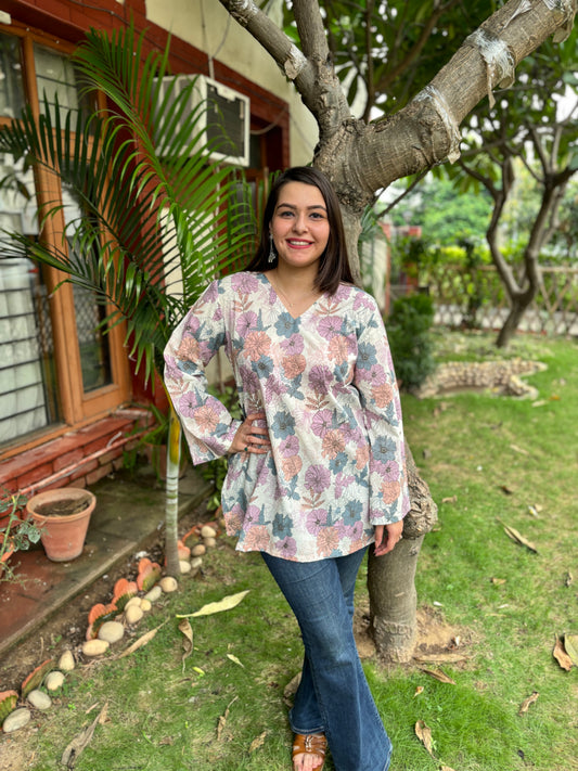 White floral kurti