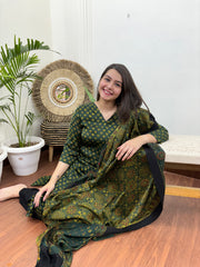 Green rose modal kurta duppata set