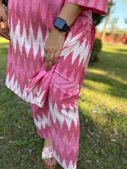 Peach HANDLOOM ikkat aline coord set