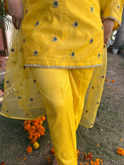 Haldi yellow embroidered Suit set