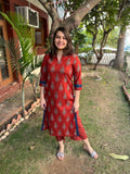 Maroon sanganeri Buta kurta - MYSANSKRITAM