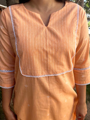 Peach Basic Yoke Kurta - MYSANSKRITAM