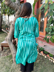 Sea green ikkat Kali kurta