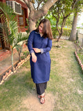 Dark Blue basic Woollen kurta - MYSANSKRITAM